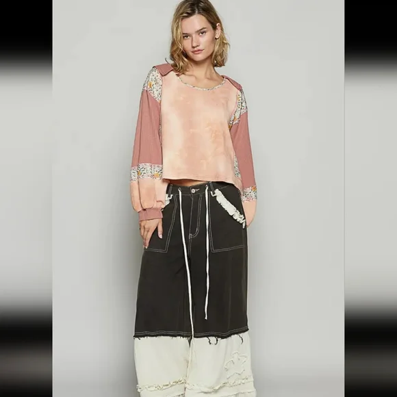 POL Women's Floral Patchwork Blouse - Pink and Cream NWOT - Picture 5 of 7